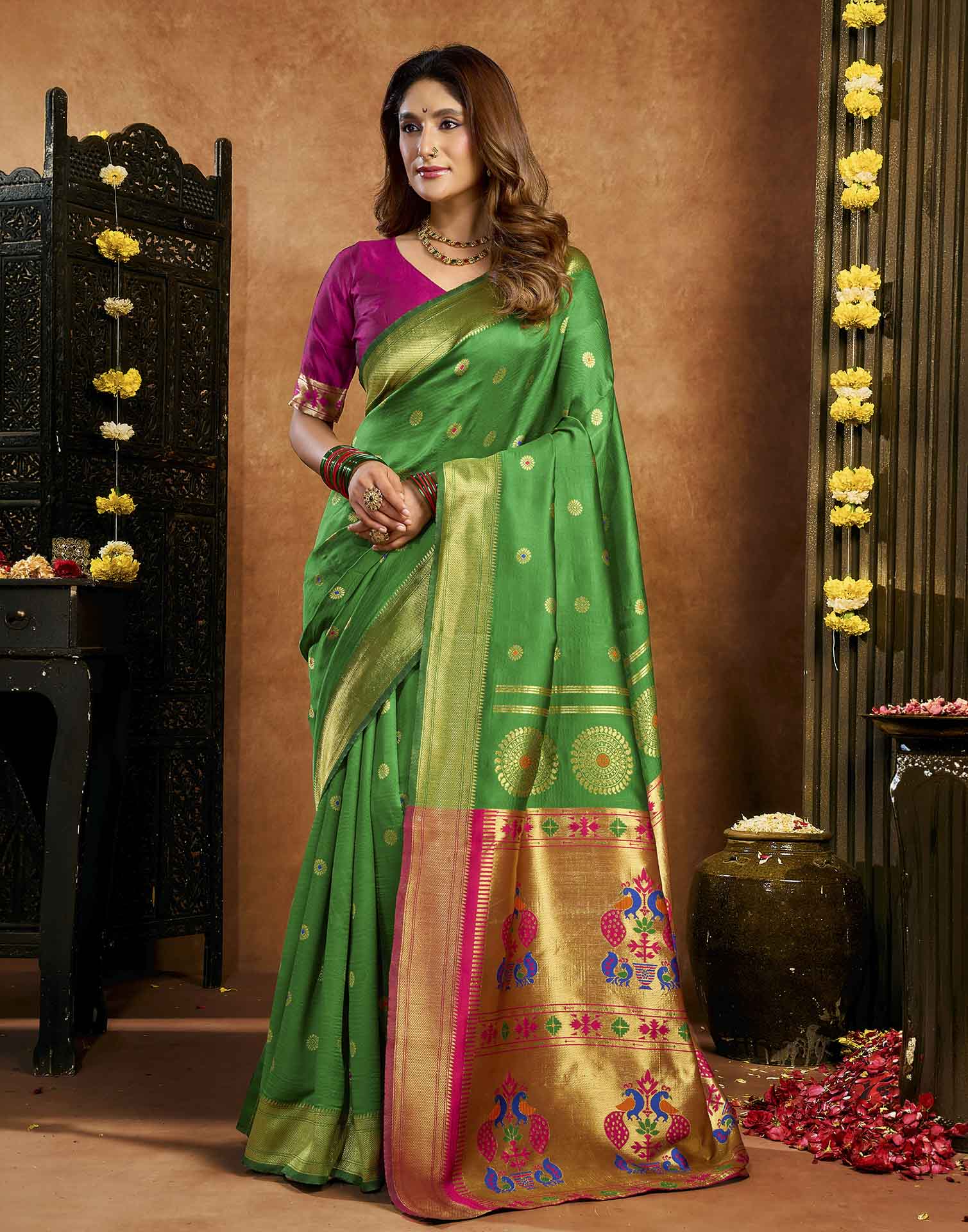 Green Silk Woven Paithani Saree