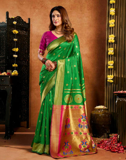 Green Silk Woven Paithani Saree