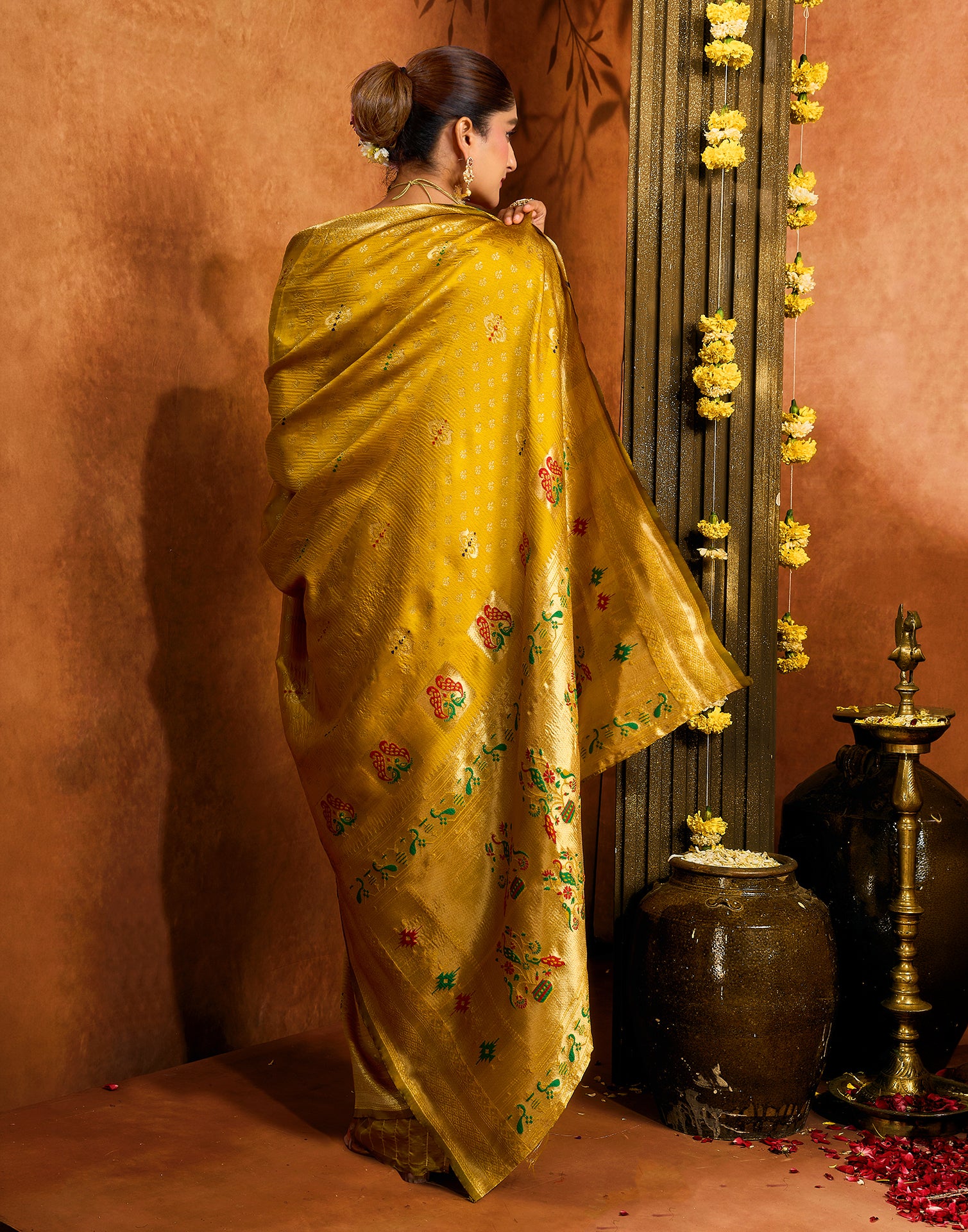Turmeric Yellow Silk Woven Paithani Saree