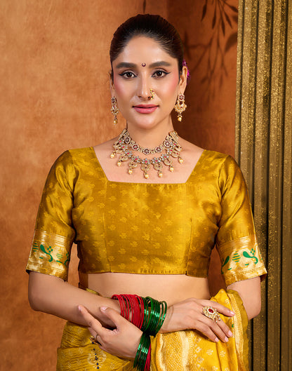 Turmeric Yellow Silk Woven Paithani Saree