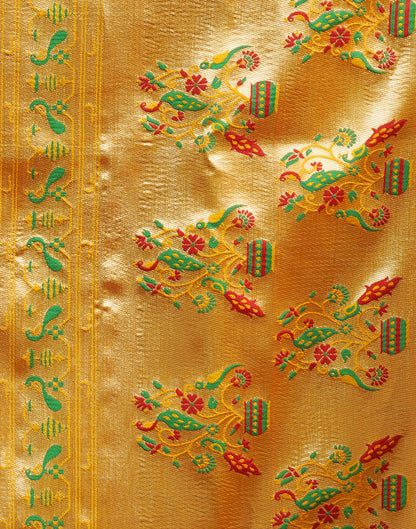 Turmeric Yellow Silk Woven Paithani Saree