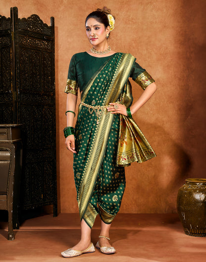 Dark Green Silk Woven Paithani Saree