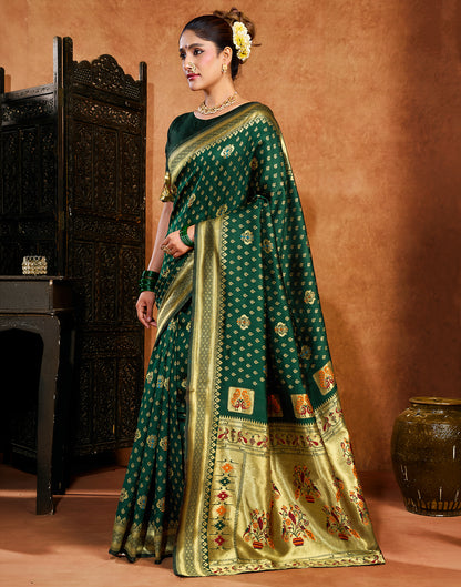 Dark Green Silk Woven Paithani Saree