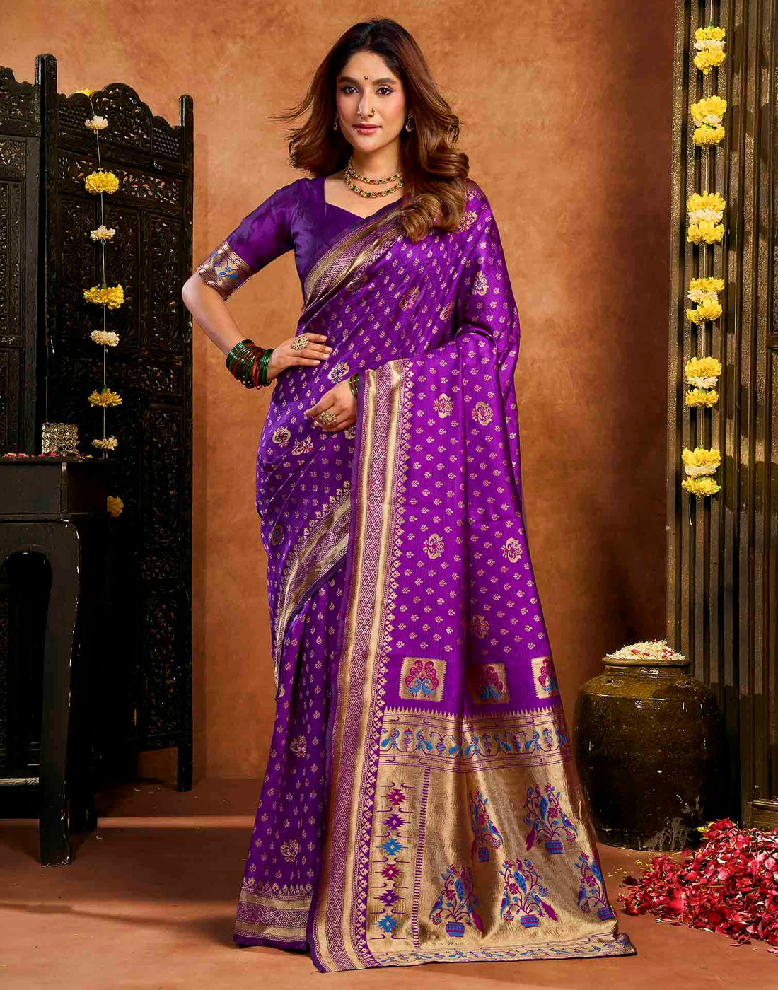 Purple Silk Woven Paithani Saree