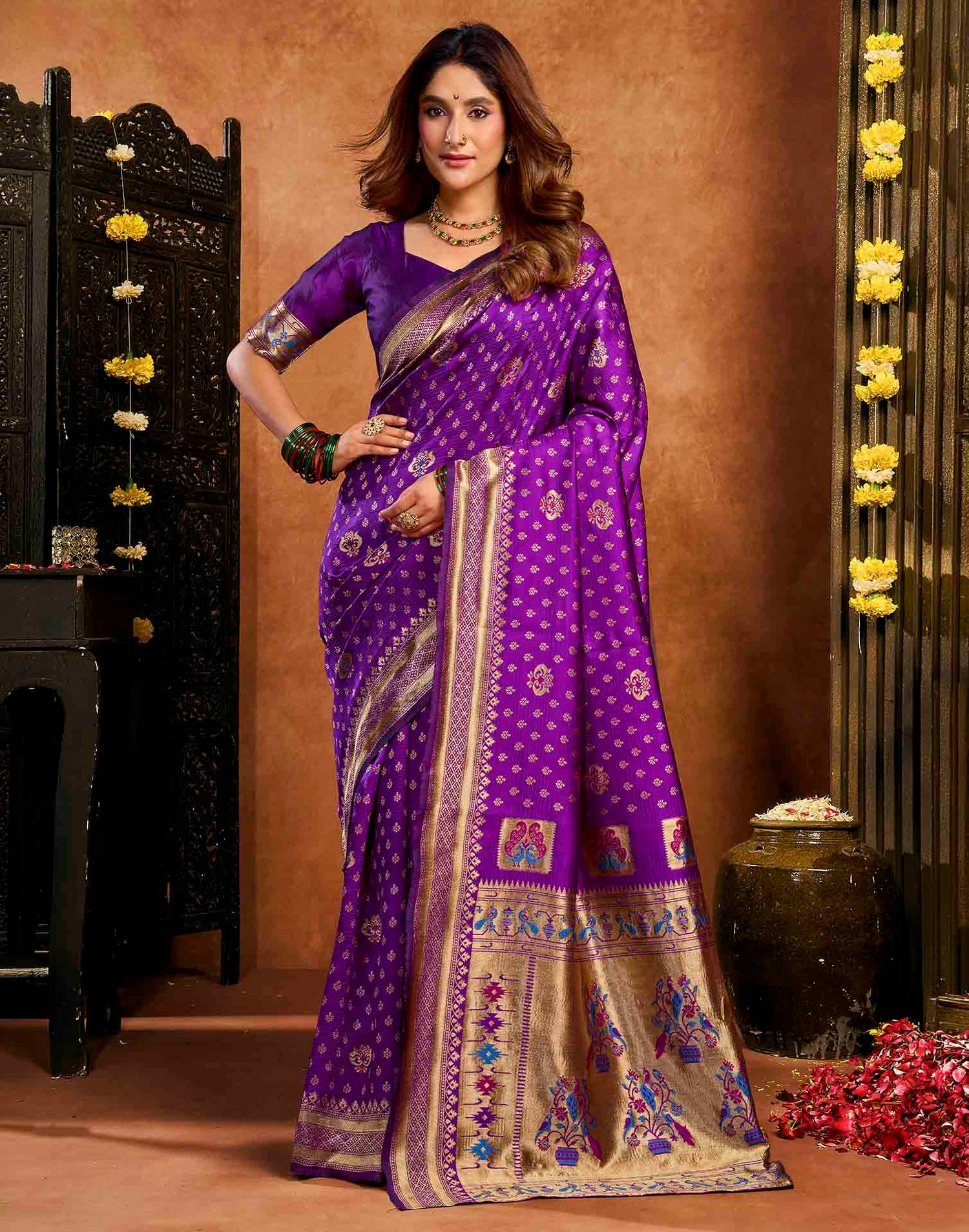 Purple Silk Woven Paithani Saree