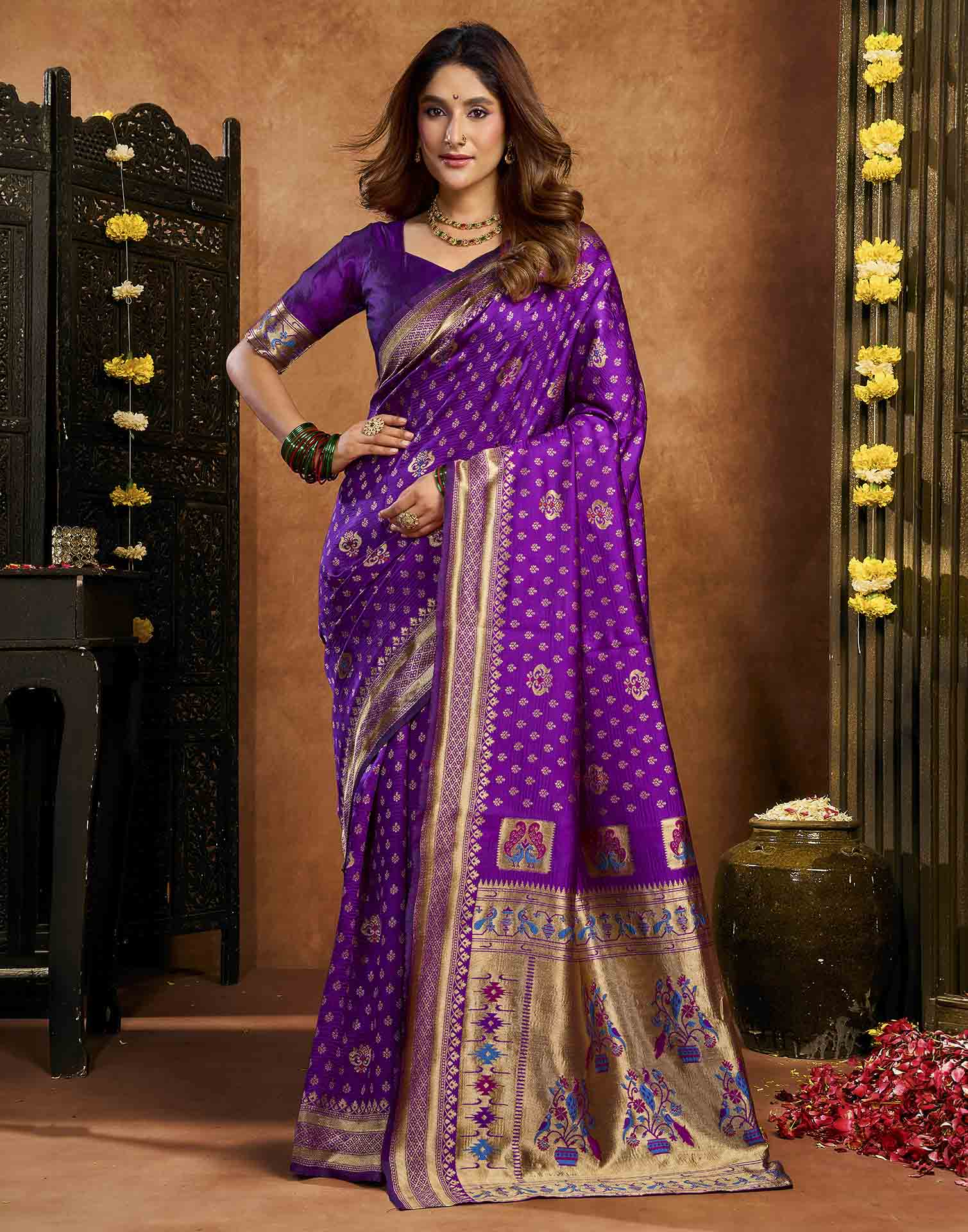 Purple Silk Woven Paithani Saree