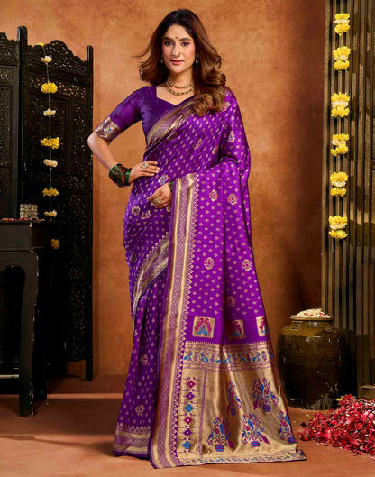 Purple Silk Woven Paithani Saree