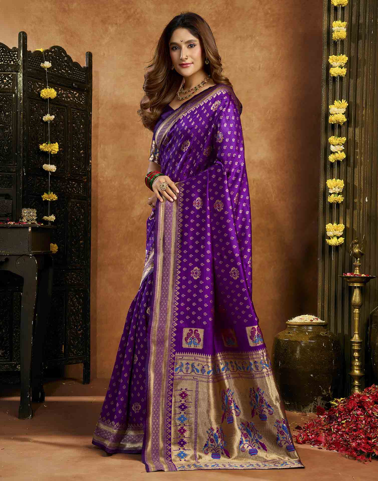 Purple Silk Woven Paithani Saree