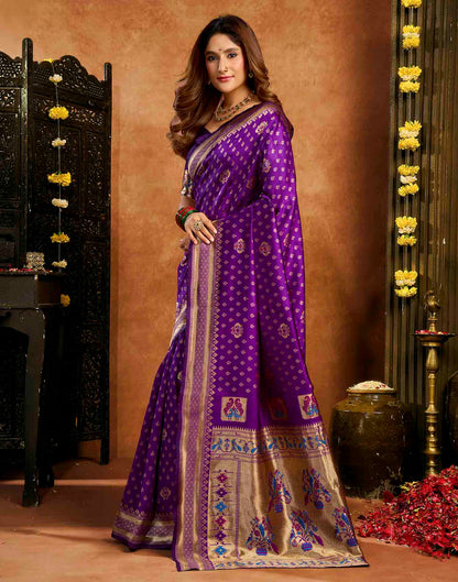 Purple Silk Woven Paithani Saree