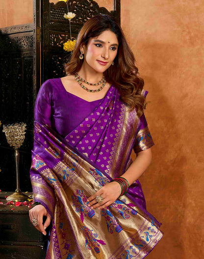 Purple Silk Woven Paithani Saree