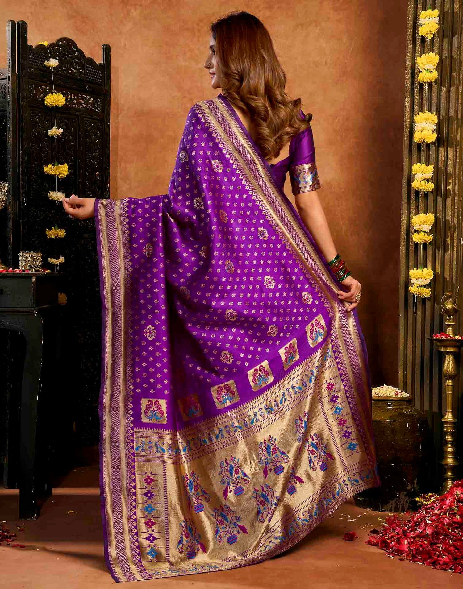 Purple Silk Woven Paithani Saree