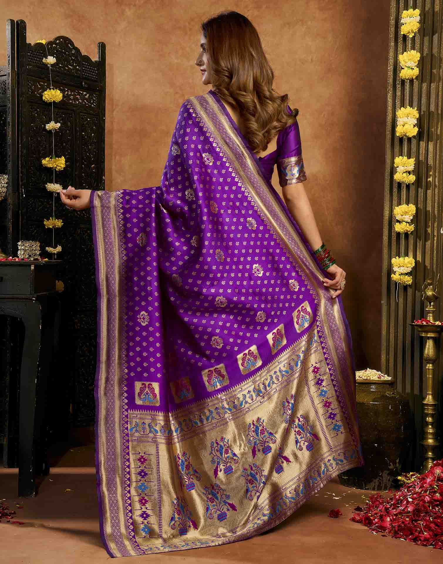 Purple Silk Woven Paithani Saree