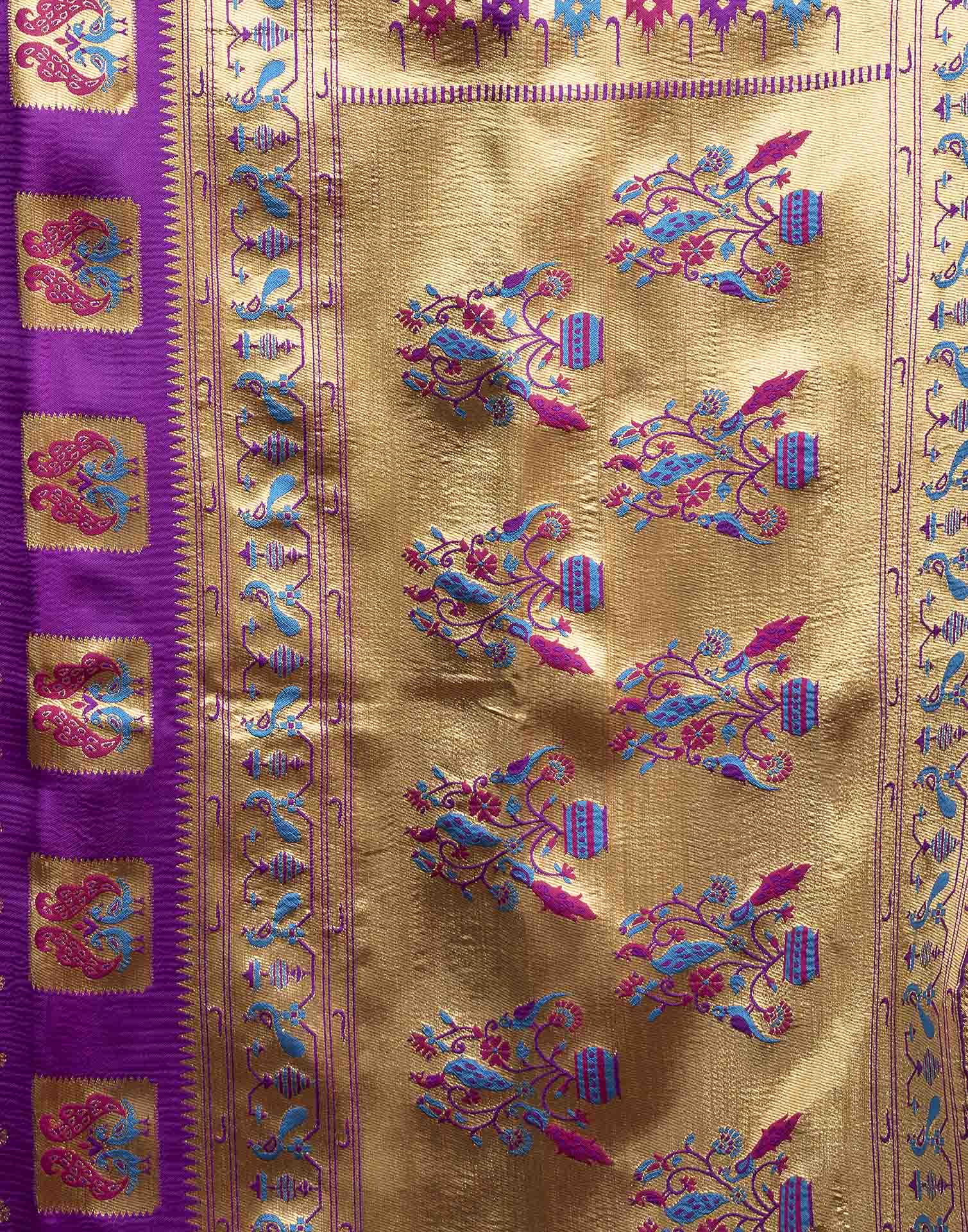 Purple Silk Woven Paithani Saree