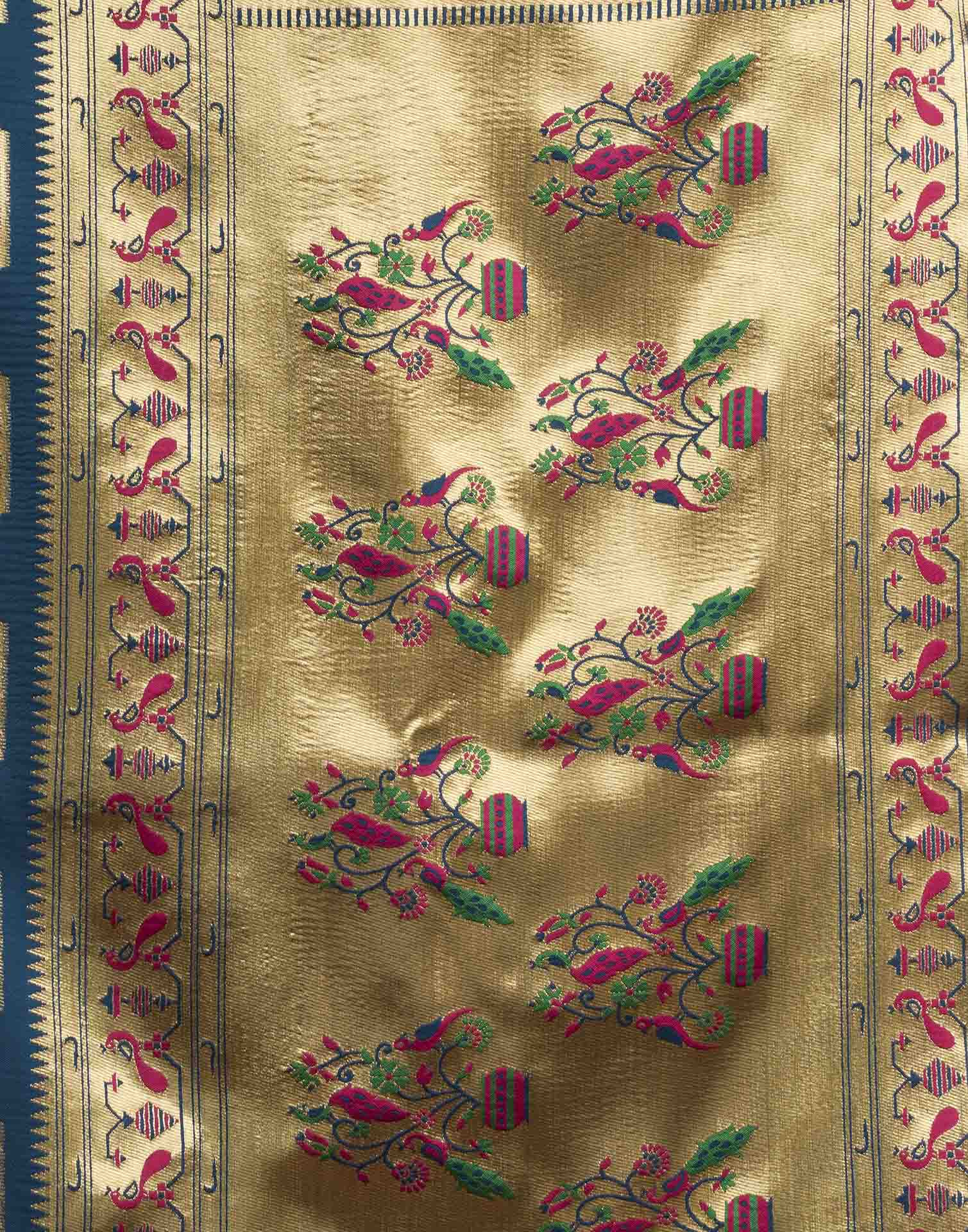 Rama Blue Silk Woven Paithani Saree