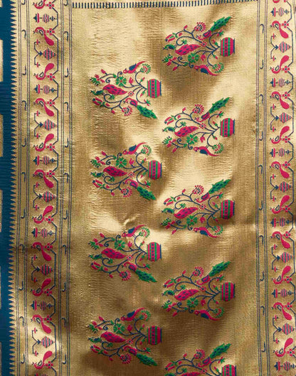 Rama Blue Silk Woven Paithani Saree