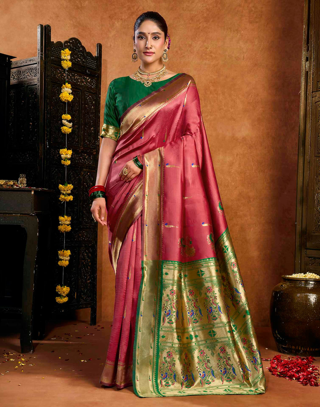 Pink Silk Woven Paithani Saree
