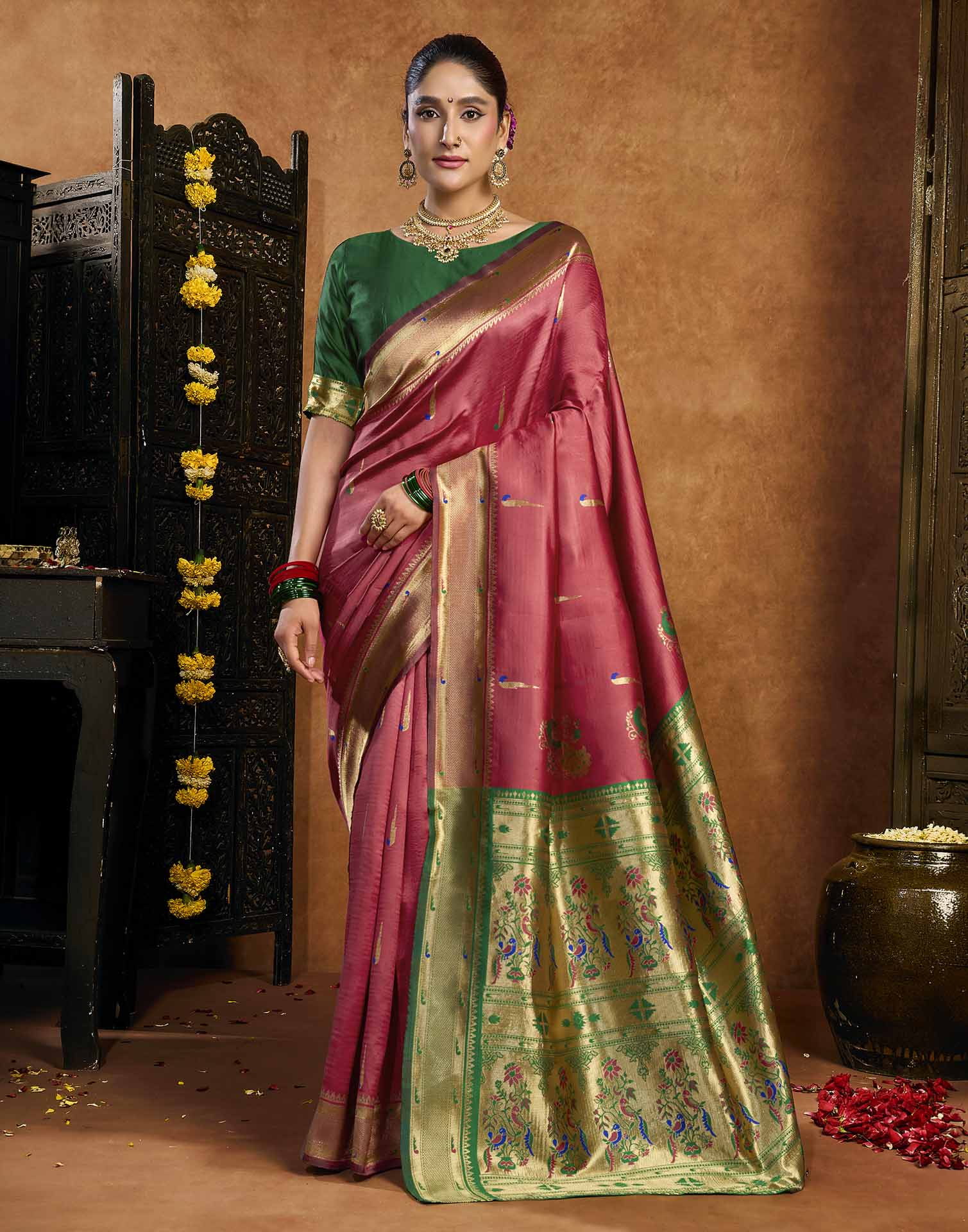 Pink Silk Woven Paithani Saree