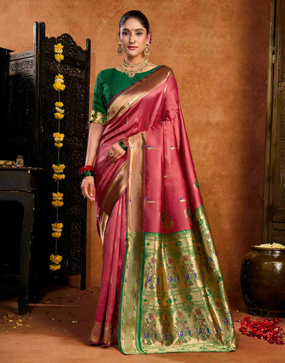 Pink Silk Woven Paithani Saree
