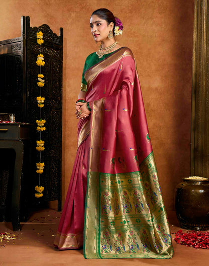 Pink Silk Woven Paithani Saree