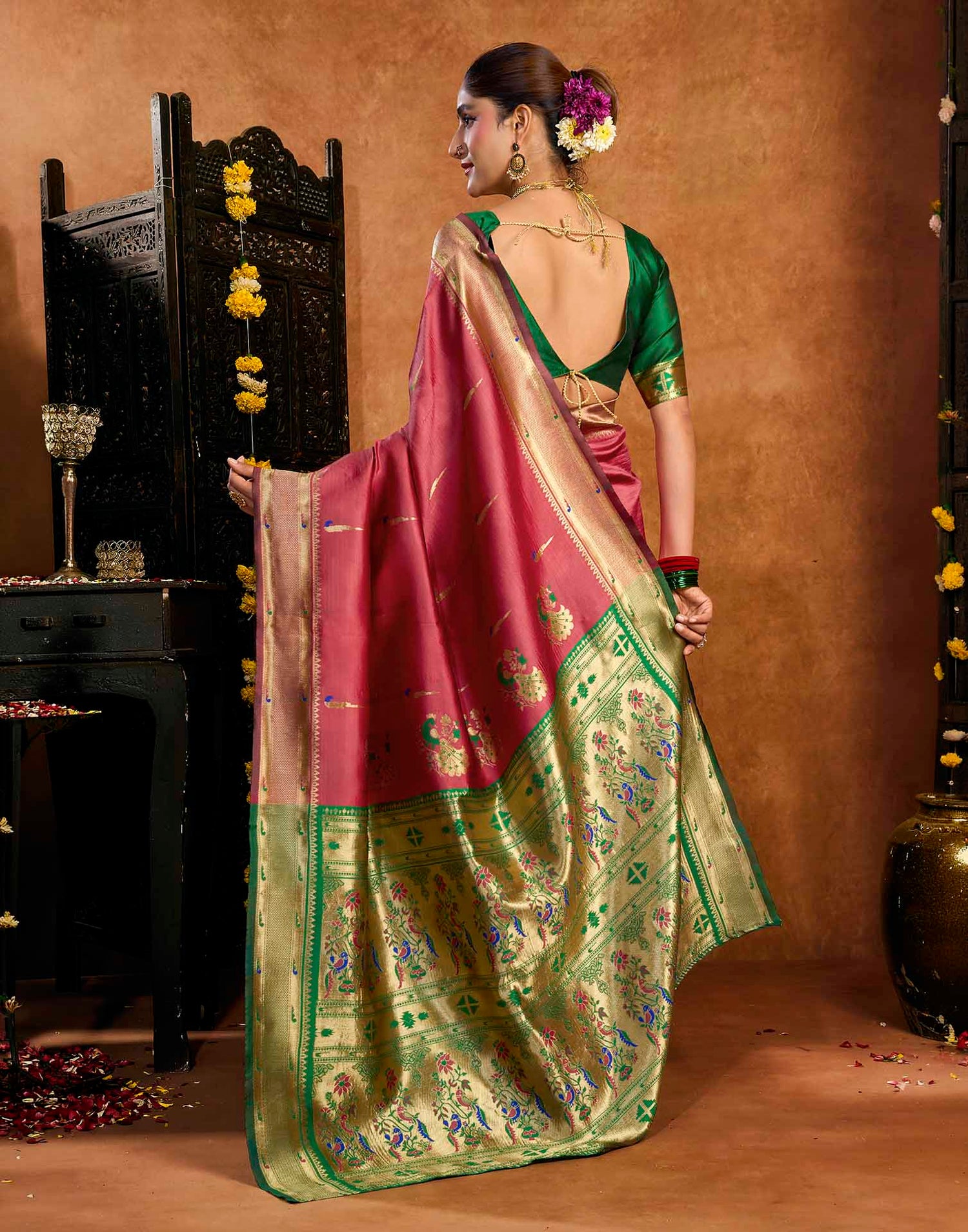 Pink Silk Woven Paithani Saree