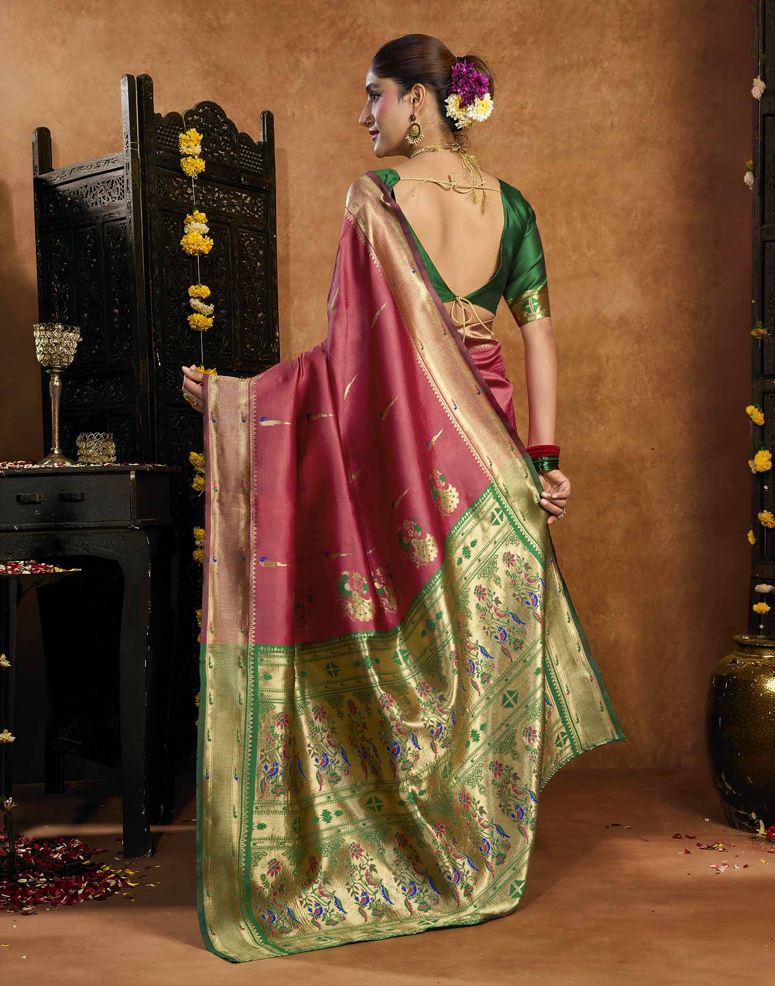 Pink Silk Woven Paithani Saree