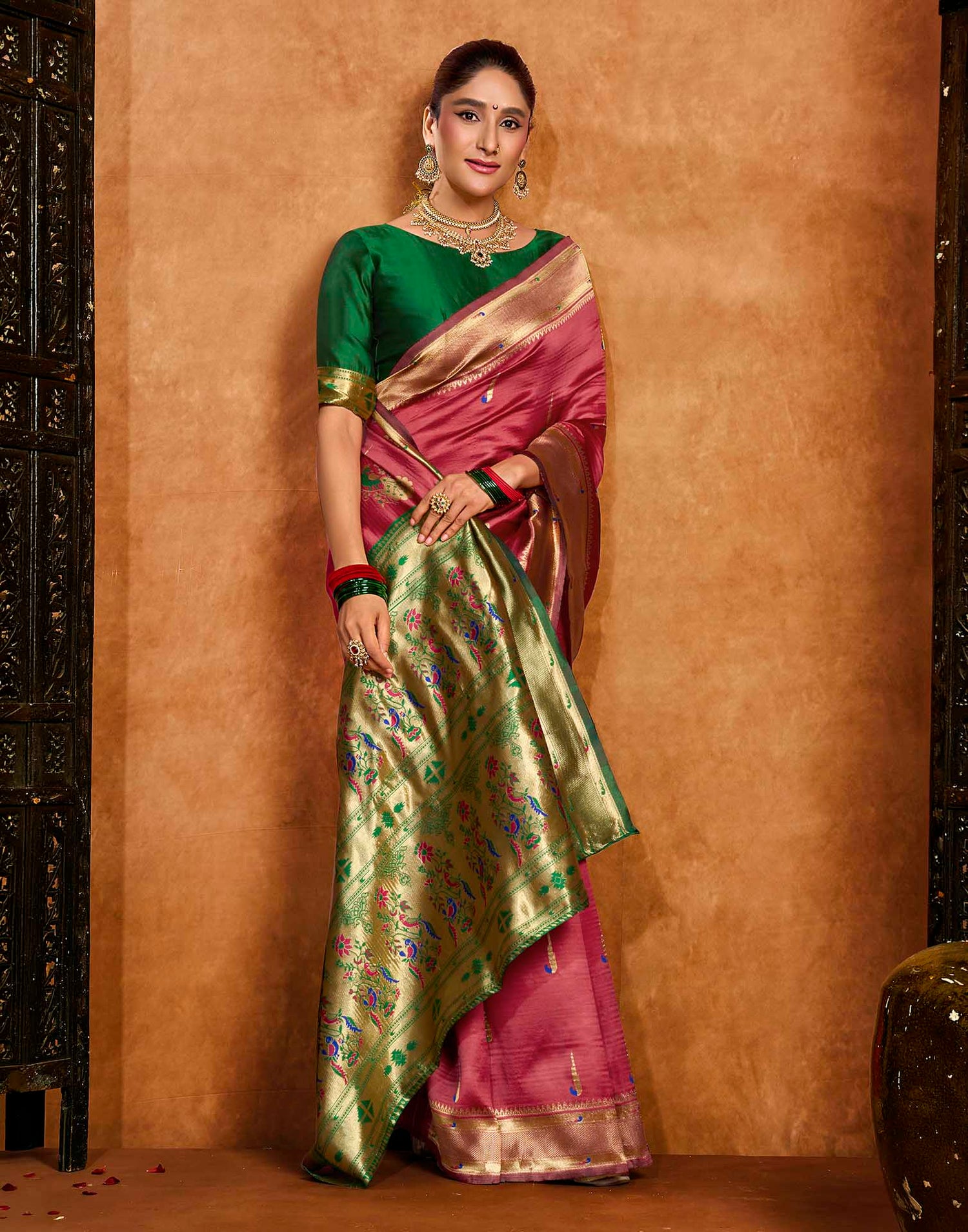 Pink Silk Woven Paithani Saree