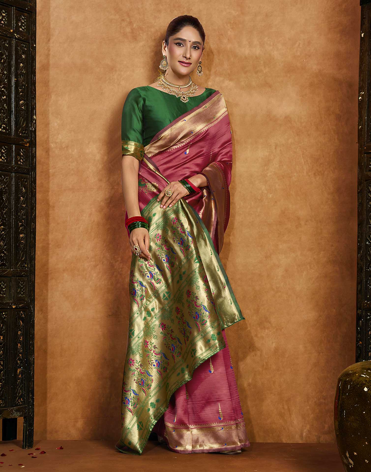 Pink Silk Woven Paithani Saree