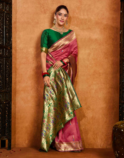 Pink Silk Woven Paithani Saree