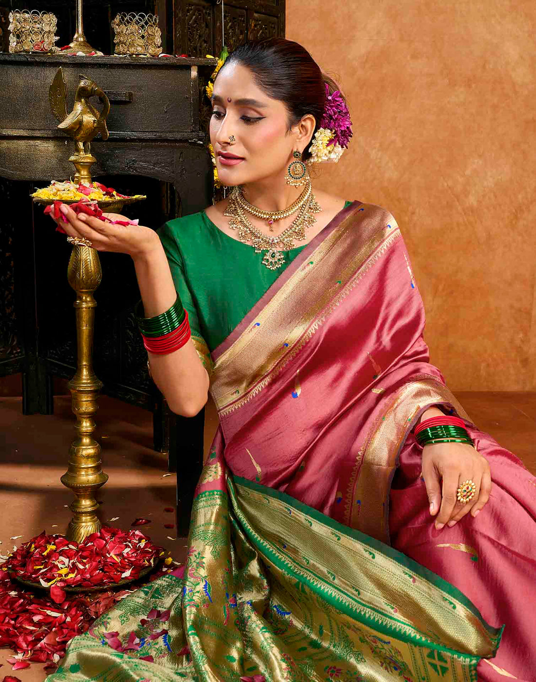 Pink Silk Woven Paithani Saree