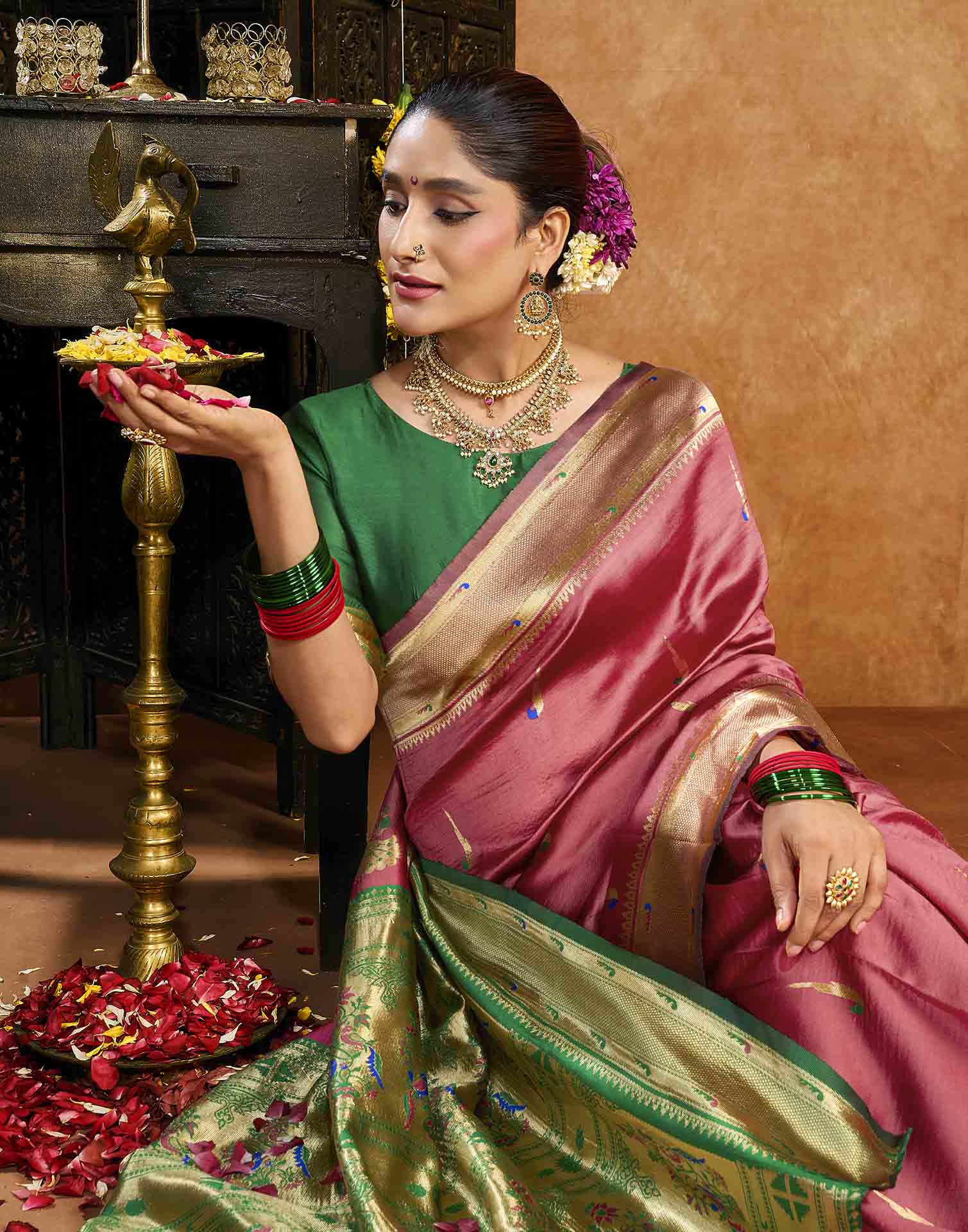 Pink Silk Woven Paithani Saree