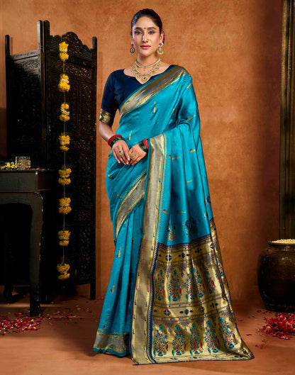 Blue Silk Woven Paithani Saree