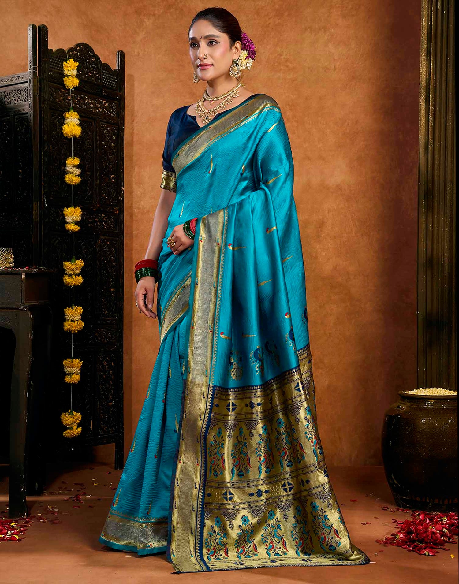 Blue Silk Woven Paithani Saree