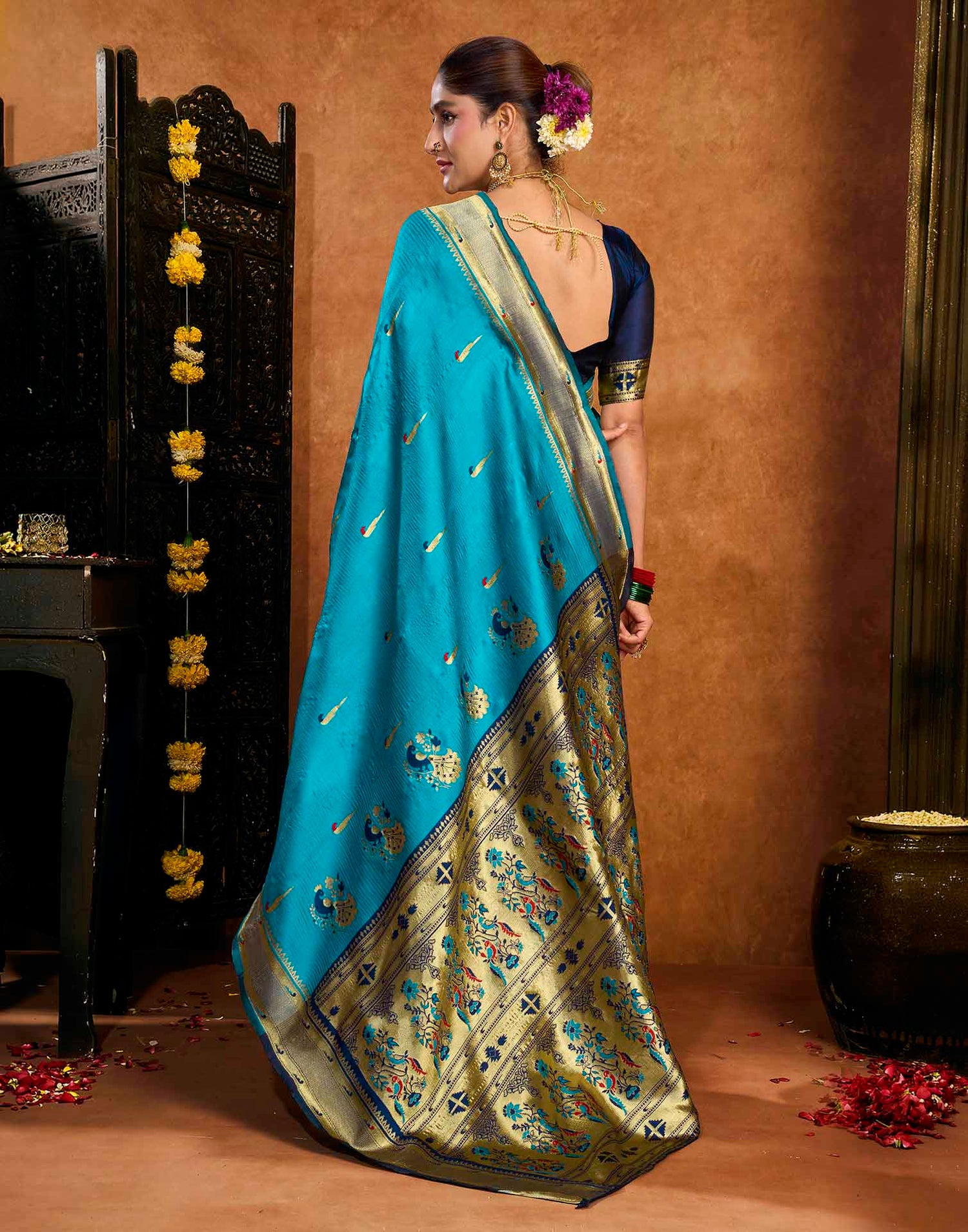 Blue Silk Woven Paithani Saree