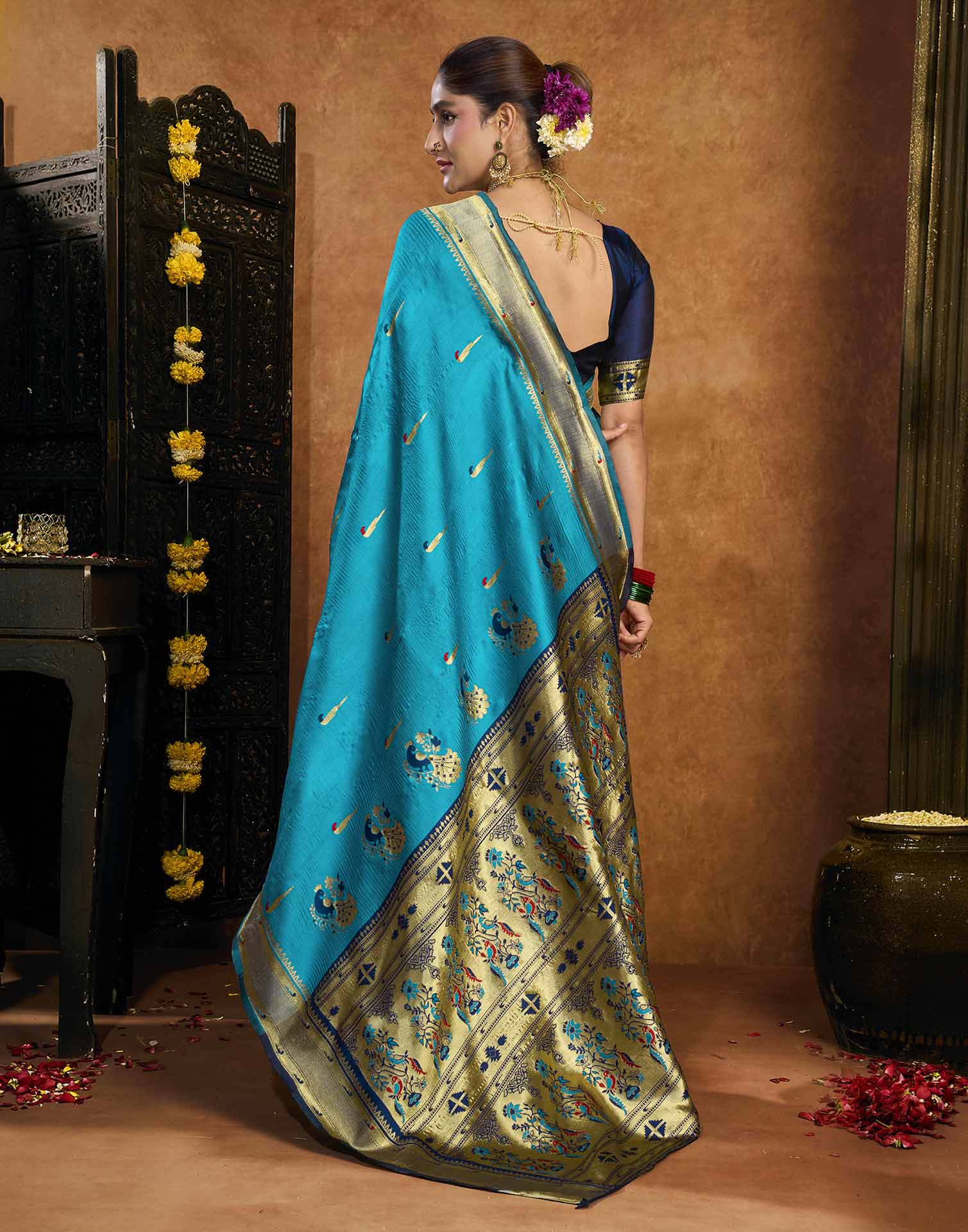 Blue Silk Woven Paithani Saree