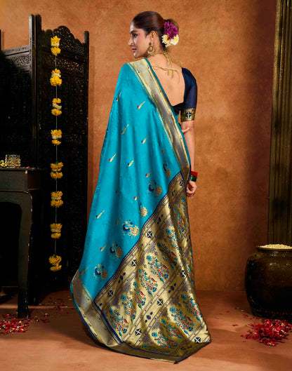 Blue Silk Woven Paithani Saree