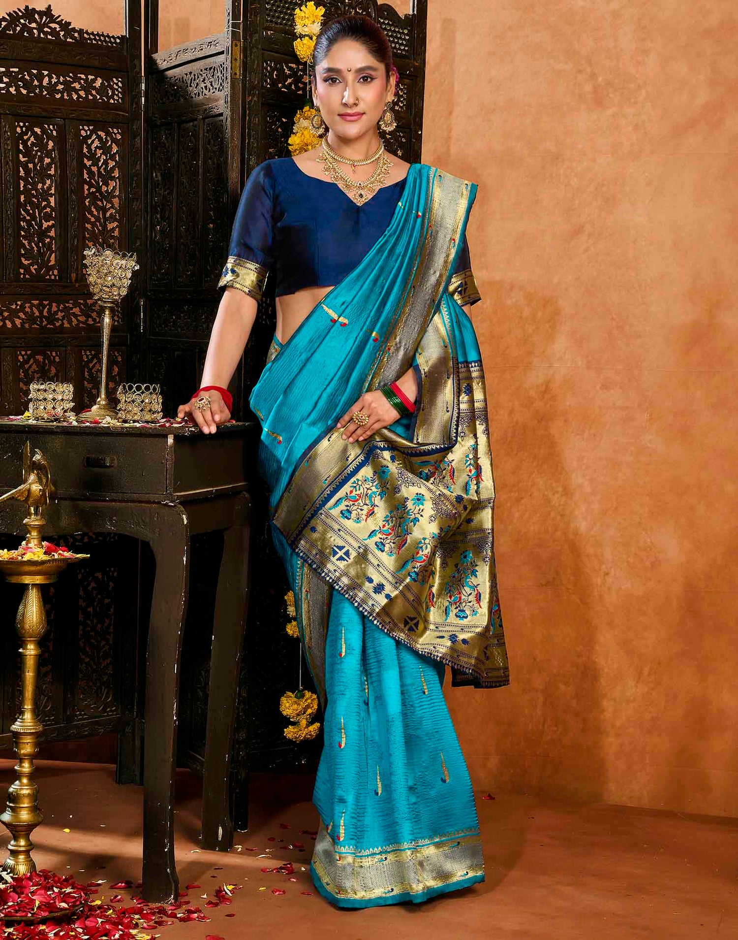 Blue Silk Woven Paithani Saree