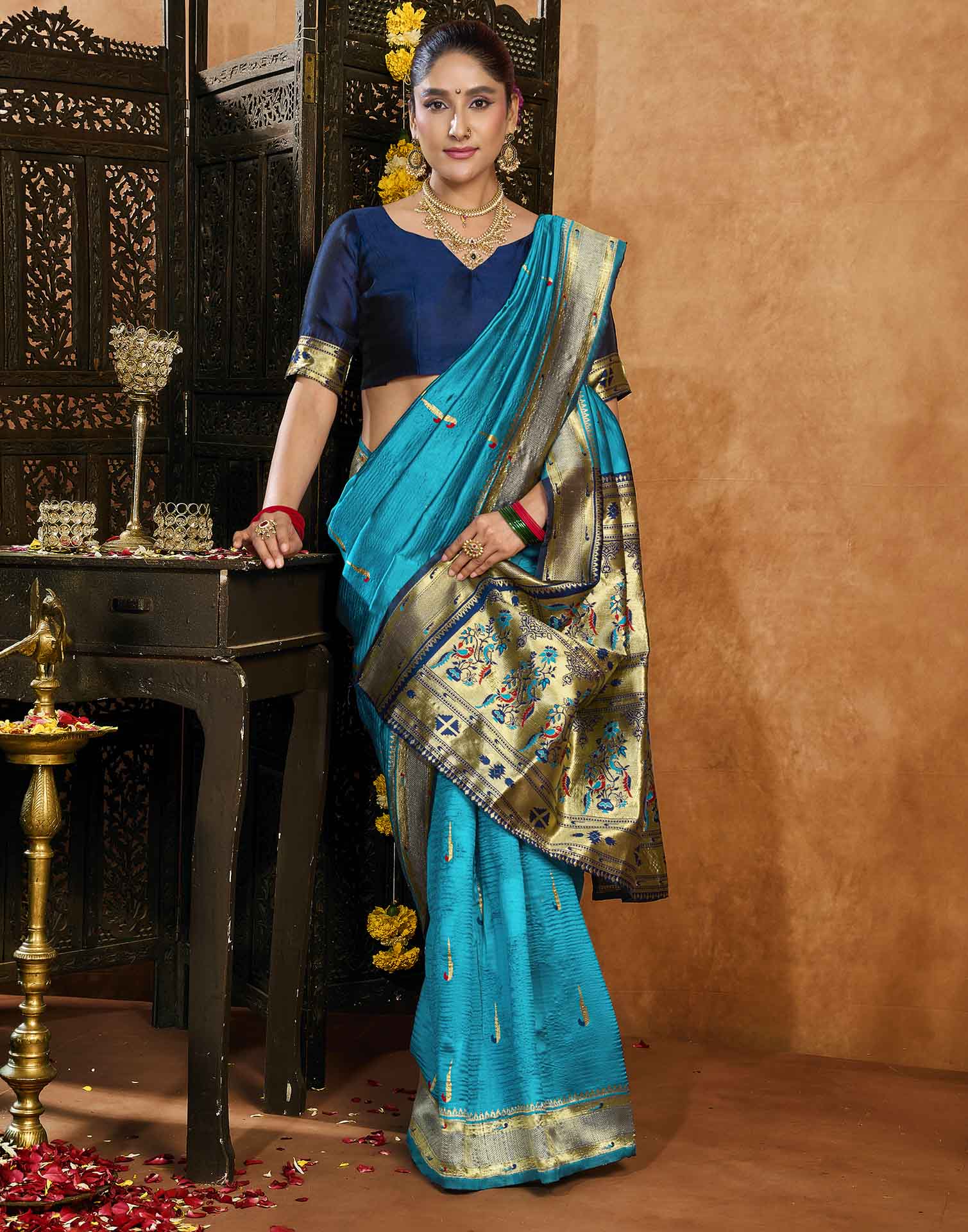 Blue Silk Woven Paithani Saree