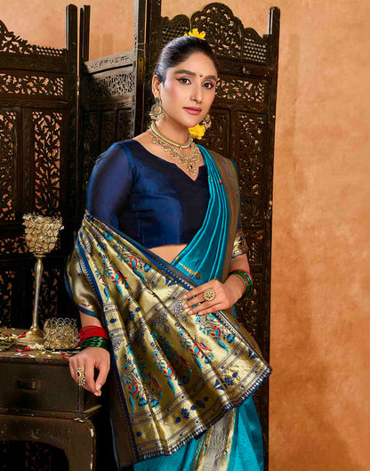 Blue Silk Woven Paithani Saree