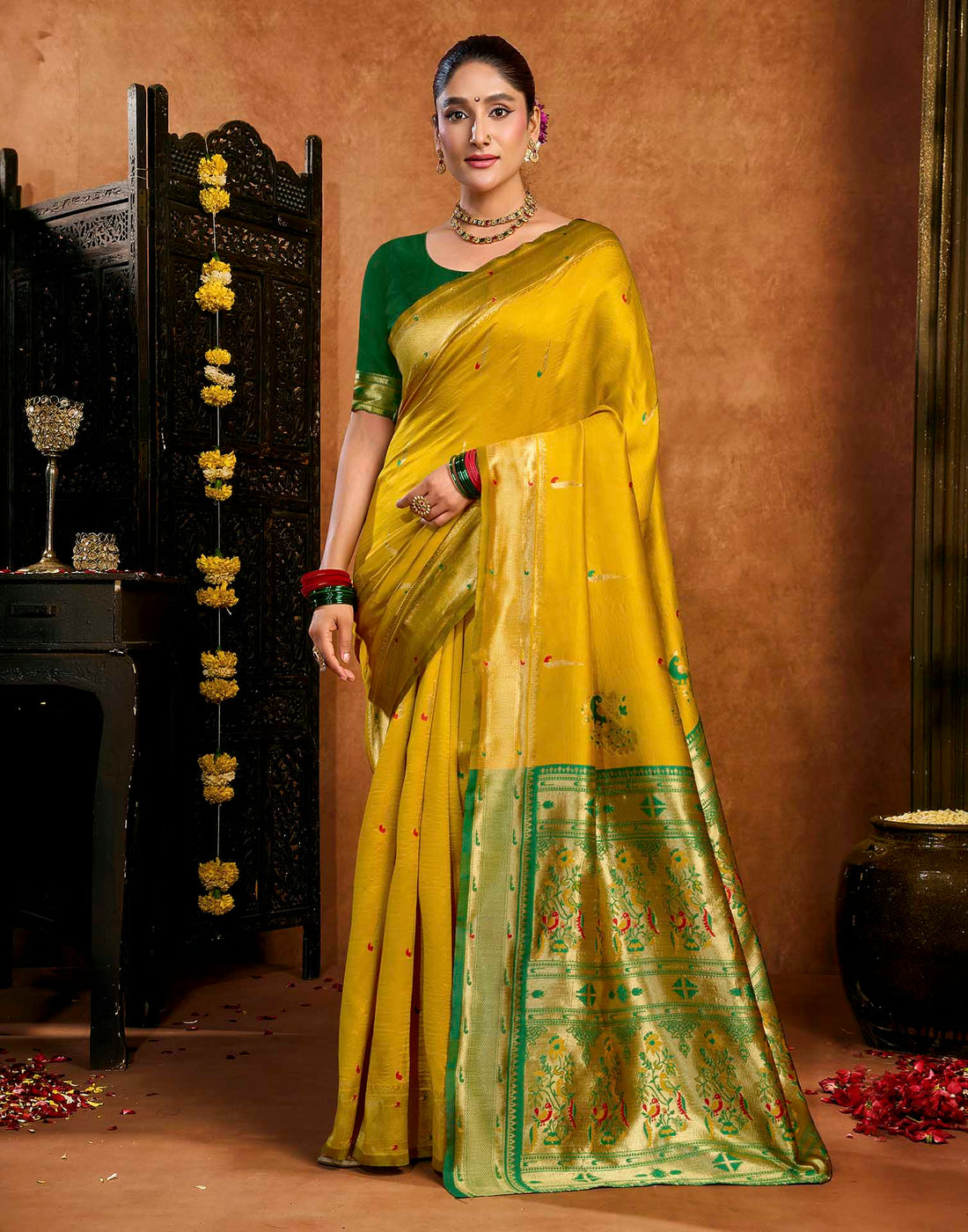 Yellow Silk Woven Paithani Saree