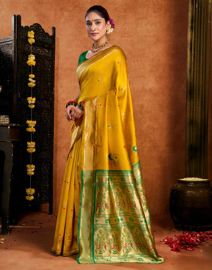 Yellow Silk Woven Paithani Saree