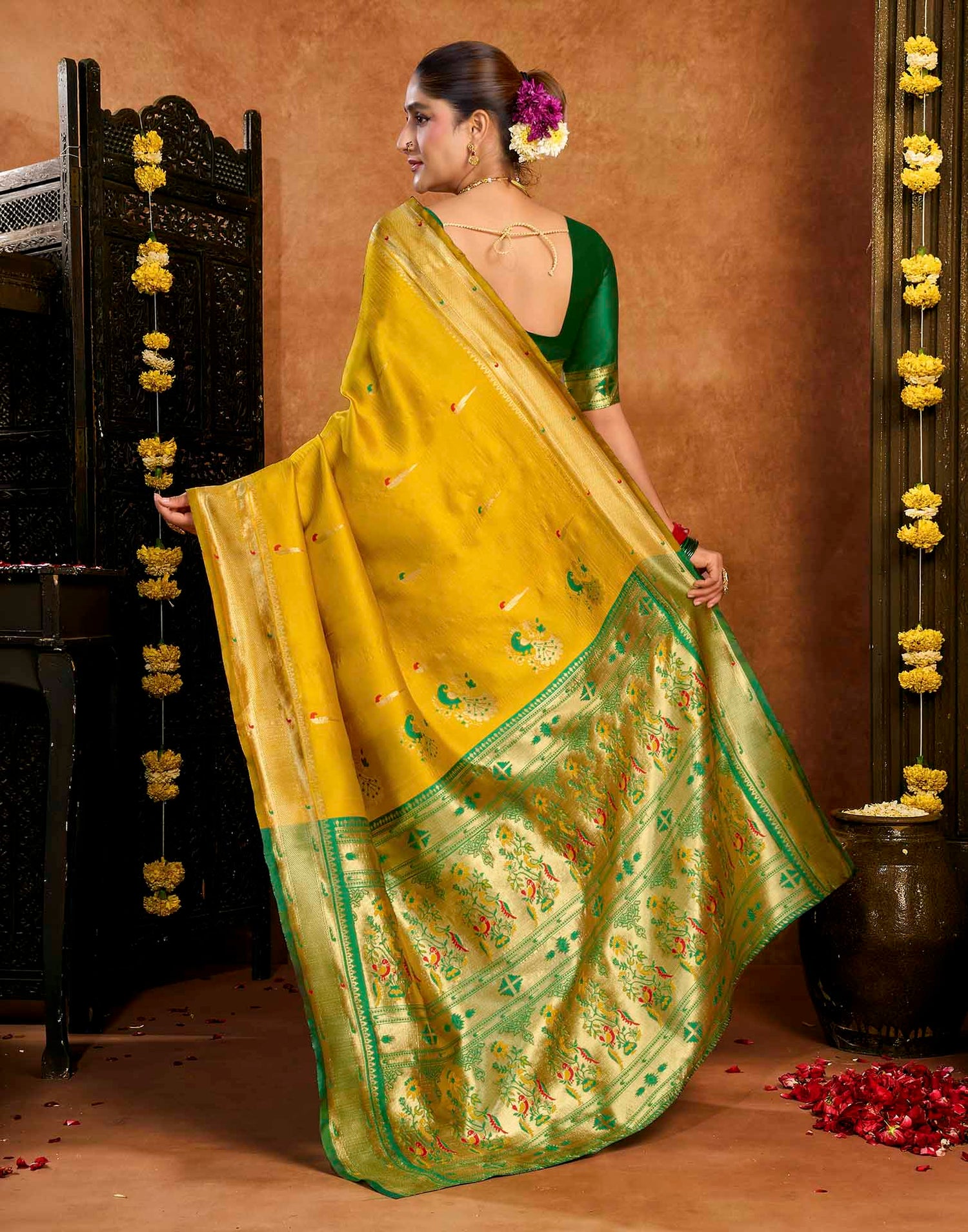 Yellow Silk Woven Paithani Saree