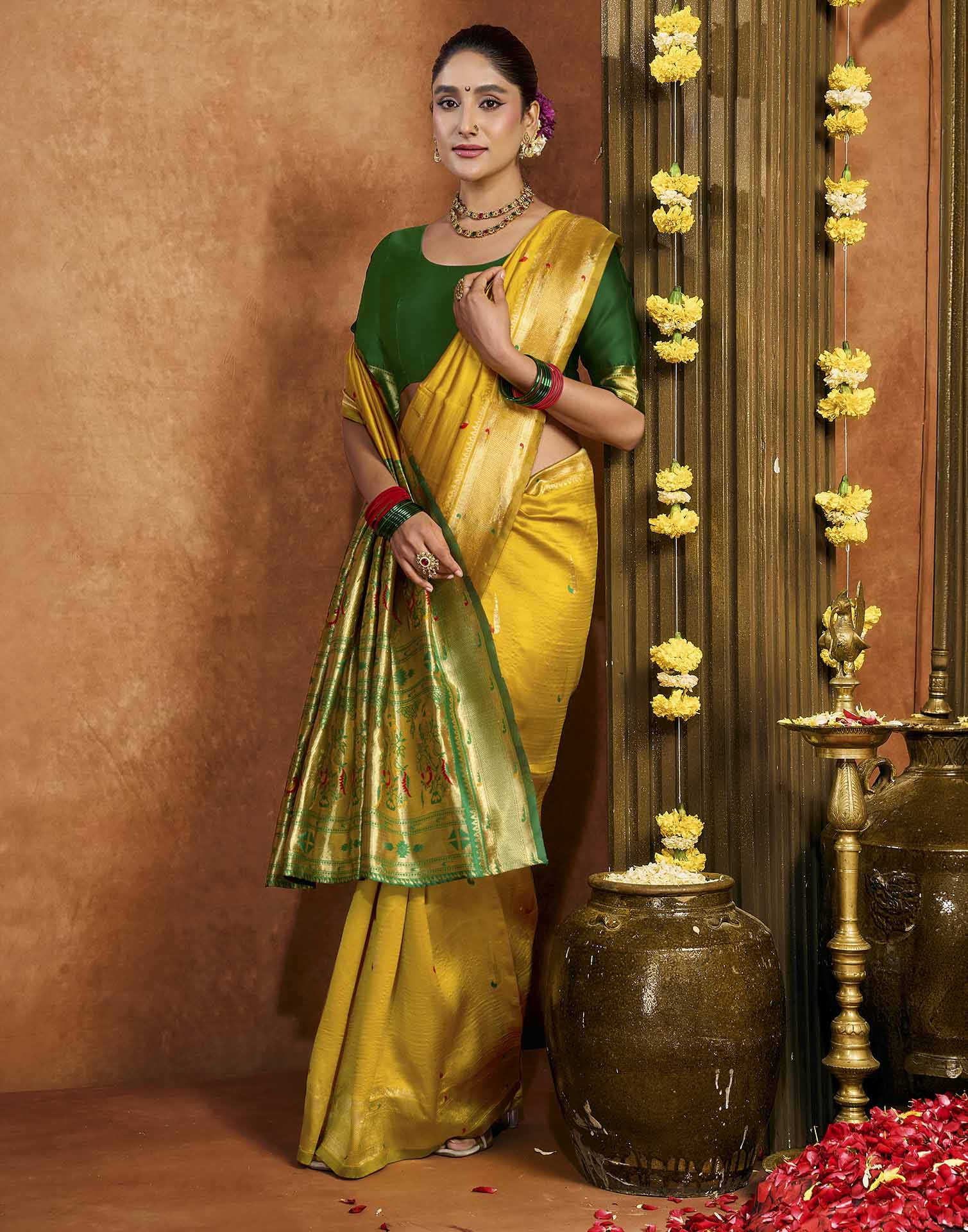 Yellow Silk Woven Paithani Saree