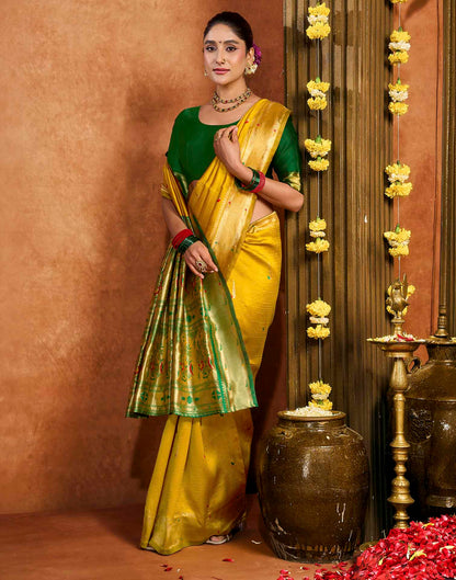 Yellow Silk Woven Paithani Saree