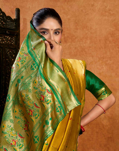 Yellow Silk Woven Paithani Saree