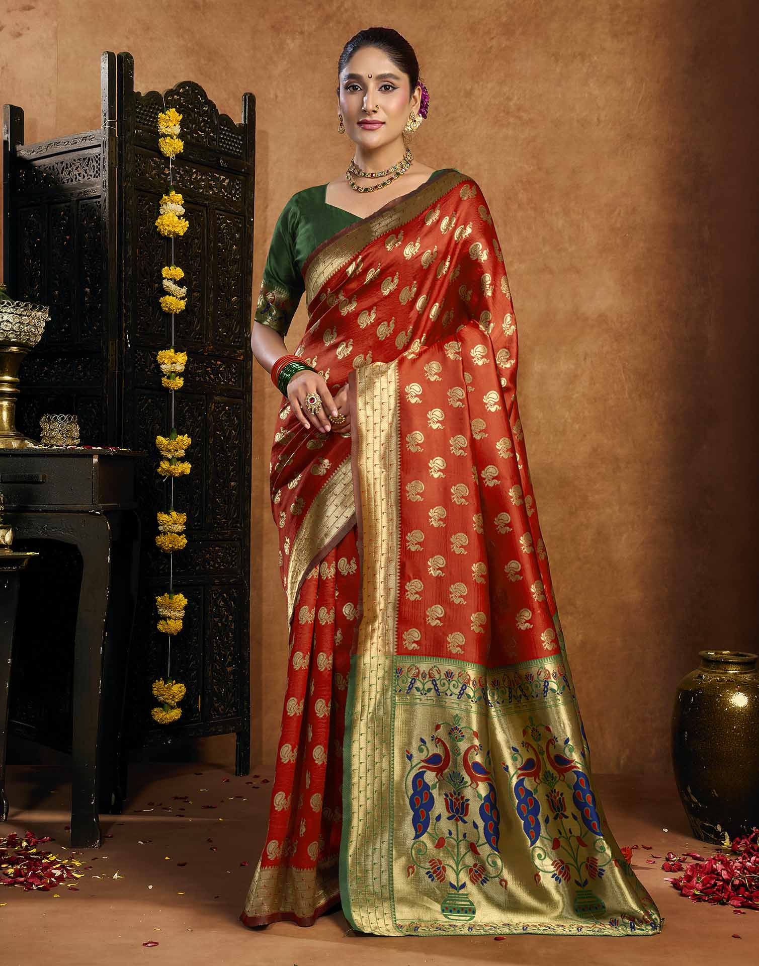 Red Silk Woven Paithani Saree