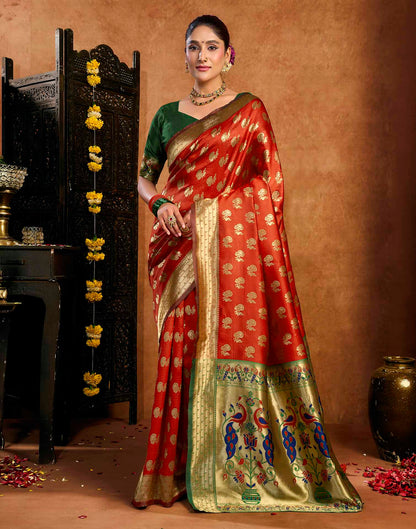 Red Silk Woven Paithani Saree