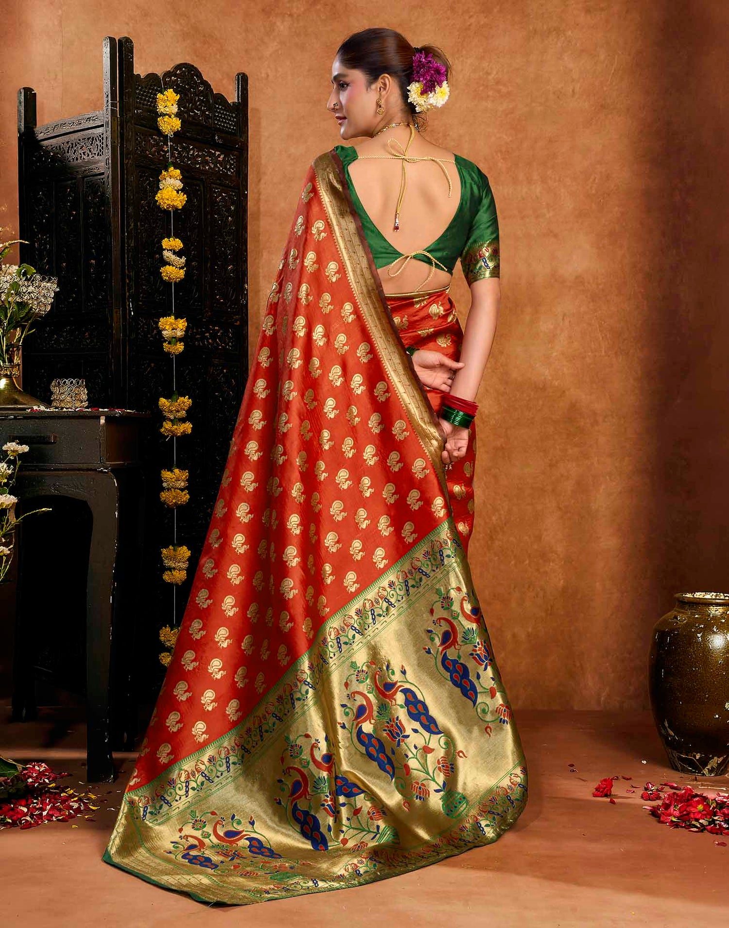Red Silk Woven Paithani Saree
