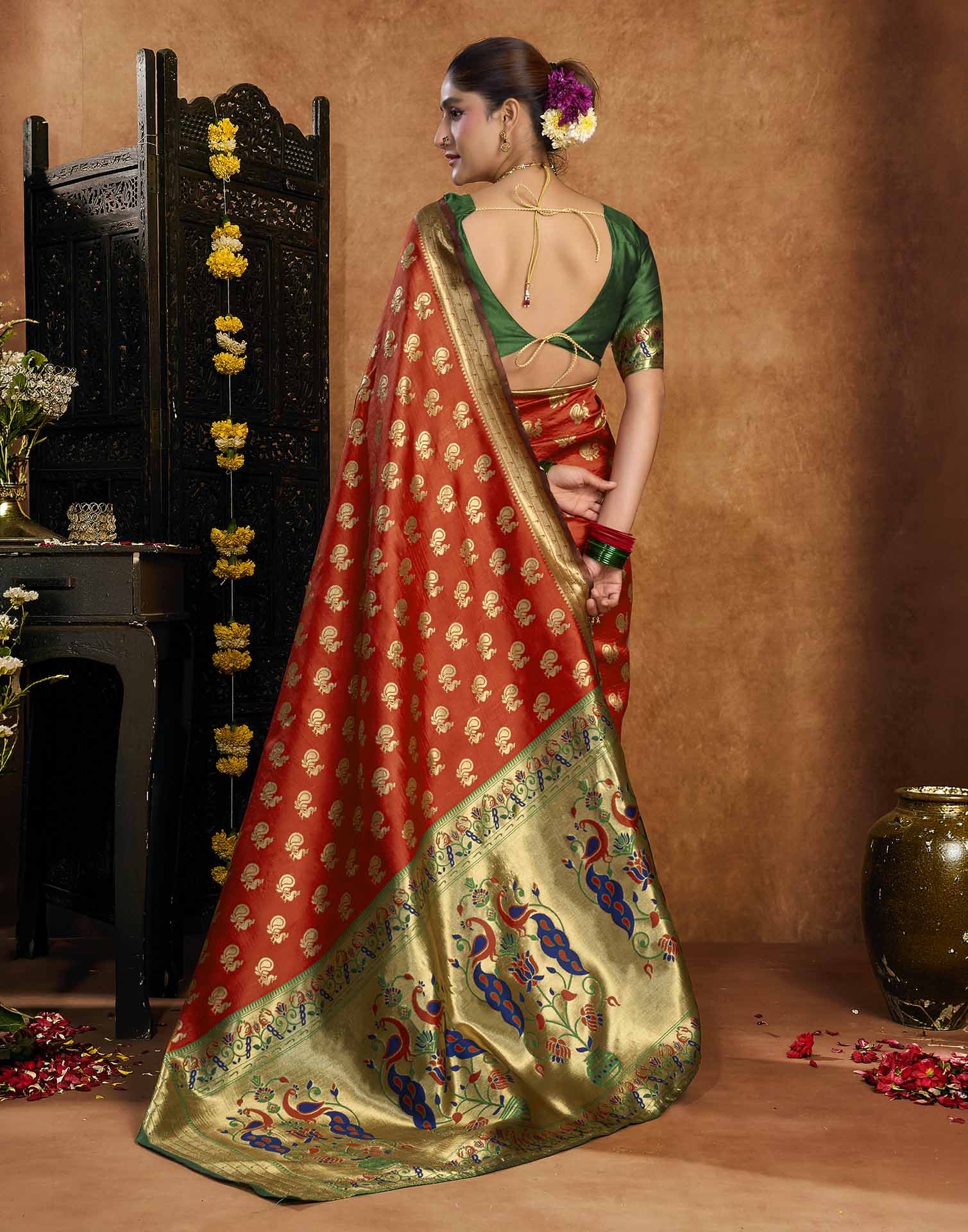 Red Silk Woven Paithani Saree