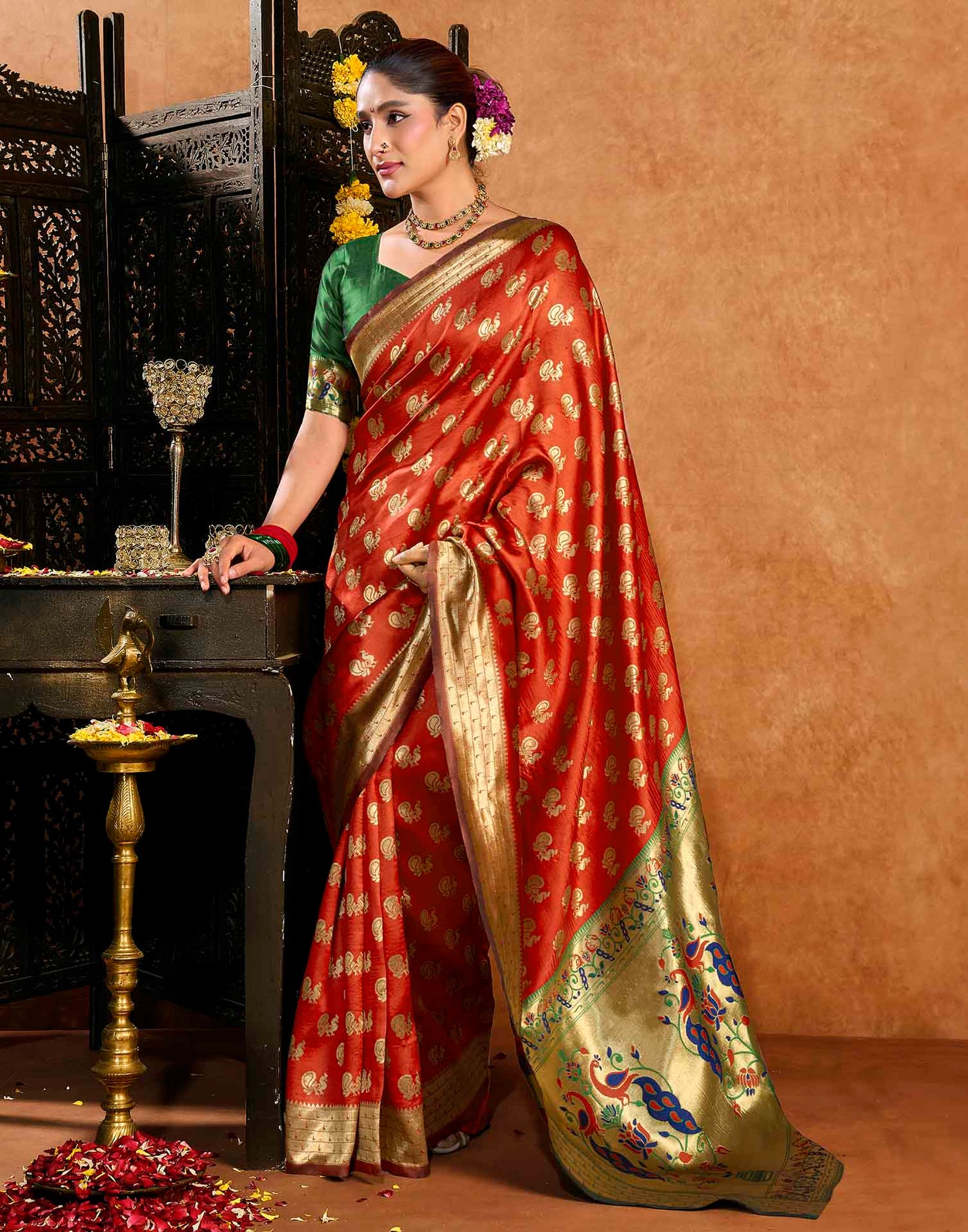 Red Silk Woven Paithani Saree