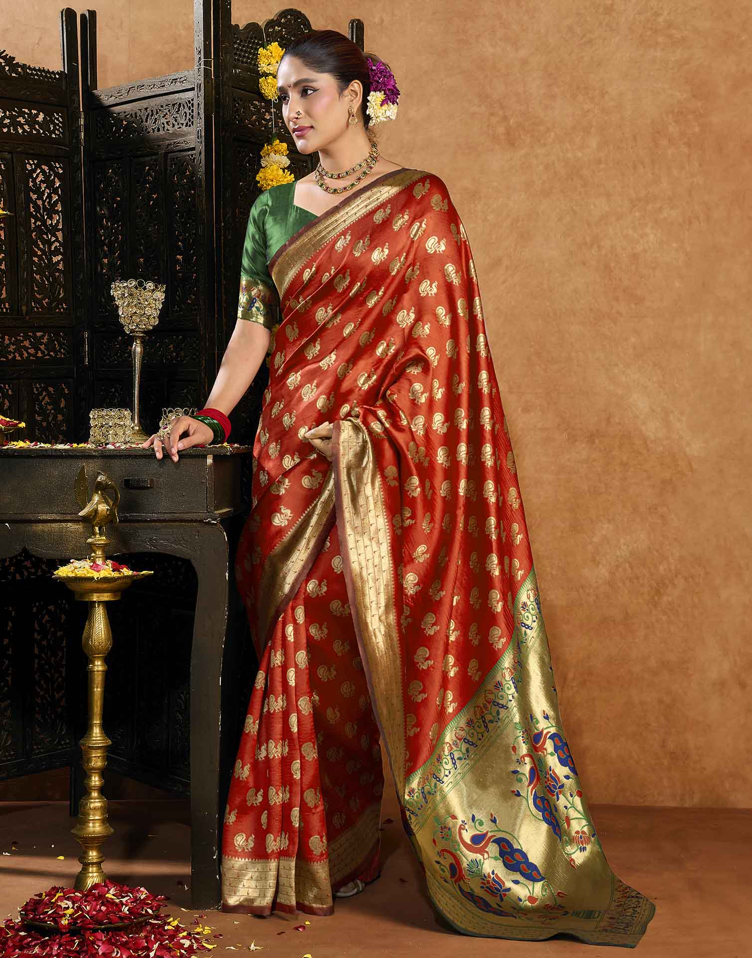 Red Silk Woven Paithani Saree